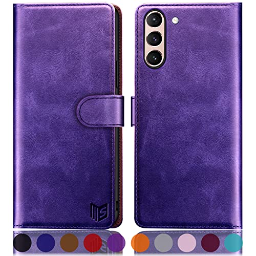 SUANPOT [RFID Schutz für Samsung Galaxy S21 FE 5G Hülle PU Leder Handyhülle Lederhülle Klapphülle Kartenfach Flip Cover für Samsung S21 FE Handy hülle Leather Wallet Phone Case Violett von SUANPOT