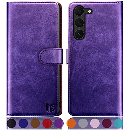 SUANPOT [RFID Schutz für Samsung Galaxy S23+/S23 Plus Hülle PU Leder Handyhülle Lederhülle Klapphülle Kartenfach Flip Cover für Samsung S23 Plus Handy hülle Leather Wallet Phone Case Violett von SUANPOT