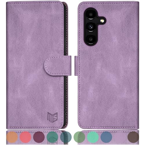 SUANPOT [RFID Schutz für Samsung Galaxy S24+/S24 Plus Hülle PU Leder Handyhülle Lederhülle Klapphülle Kartenfach Flip Cover für Samsung S24 Plus Handy hülle Leather Wallet Phone Case Flieder Lila von SUANPOT