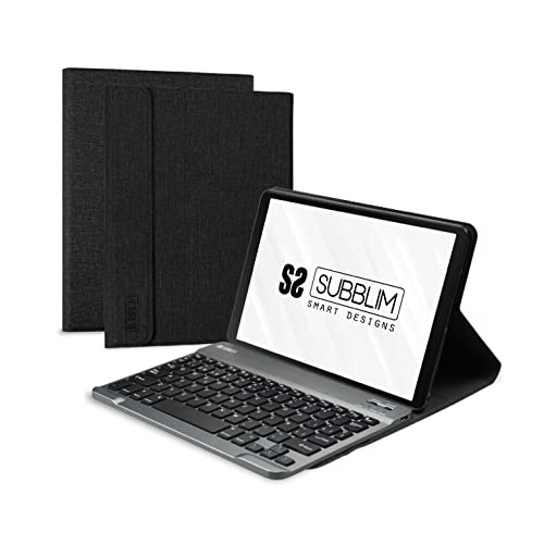 SUBBLIM Tablet-Schutzhülle für Samsung GT A8 10,5 Zoll X200/205, mit Bluetooth-Tastatur 5.2, spanische Tastatur, Magnetverschluss, Ladeanschluss, DREI Blickwinkel, Schwarz von SUBBLIM