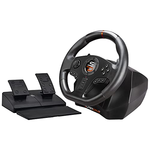 SUBSONIC Superdrive - SV710 Rennlenkrad/lenkrad mit Fußpedalen, Schaltwippen und Vibration - PC-kompatibel (programmierbar für alle Spiele) von SUBSONIC