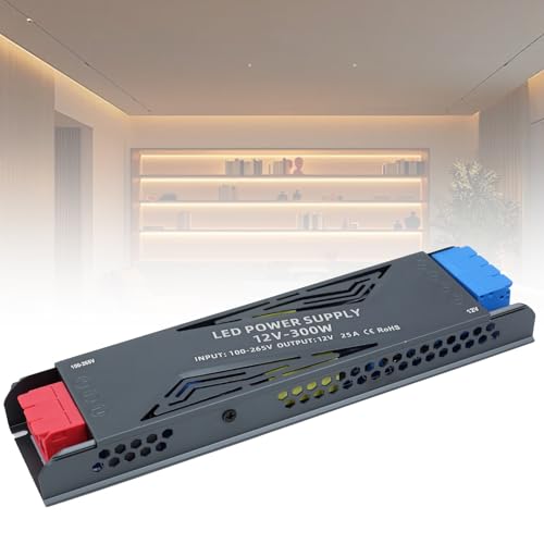 SUCIKORIO LED Trafo 12V 300W LED Transformator AC 230V auf DC 12 Volt 25A Ultra Dünn Konstante Spannung LED Treiber Netzteil 12V Schalt Niedervolttrafo für LED Lampen, Halogenlampen, LED Streifen von SUCIKORIO