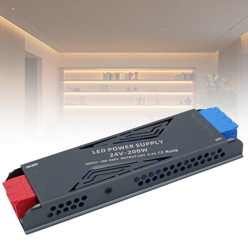 SUCIKORIO LED Trafo 24V 200W LED Transformator AC 230V auf DC 24 Volt 8,3A Ultra Dünn Konstante Spannung LED Treiber Netzteil 24V Schalt Niedervolttrafo für LED Lampen, Halogenlampen, LED Streifen von SUCIKORIO