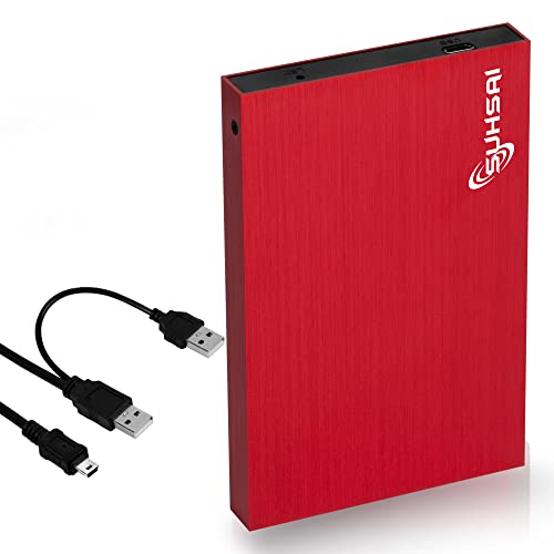 SUHSAI 1 TB Externe tragbare Festplatte 2,5 Zoll Speicher-/Sicherungslaufwerk mit USB 2.0-Speichererweiterungsfestplatte, Slim-Festplatte, kompatibel mit Mac, PC, Laptop, Desktop (Rot) von SUHSAI