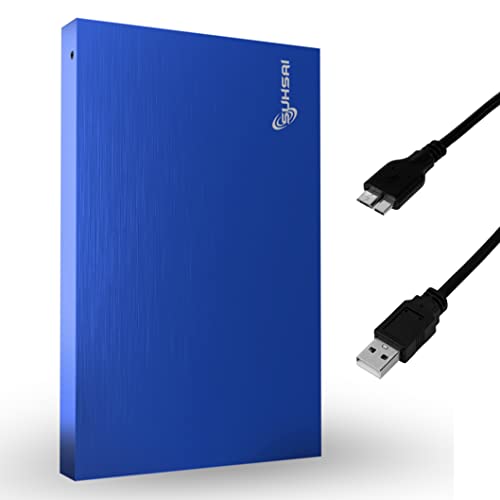 SUHSAI Externe Festplatte, 250 GB, ultradünn, tragbar, Backup-HDD mit USB 3.0-Kabel, kompatibel mit Mac, Desktop-Spielen, Windows – Speichererweiterung, Chromebook, Desktop (blau) von SUHSAI