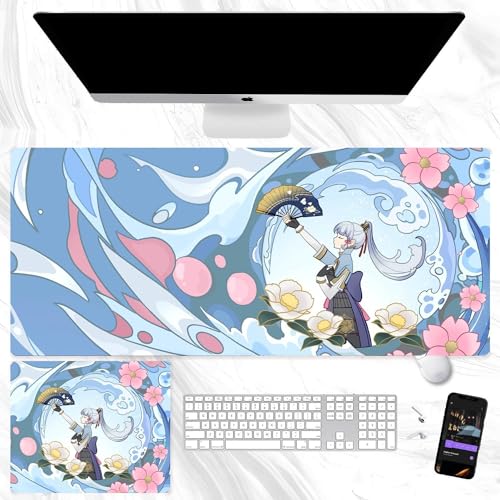 ZhongLi/HuTao/Venti/Kamizato Ayaka Anime-Mauspad, XXL und klein, Gaming-Mauspad, großes Mauspad, rutschfeste Gummiunterseite für Desktop- und Laptop-Computer (Typ 5, 400 x 900 mm) von SUIBOZ