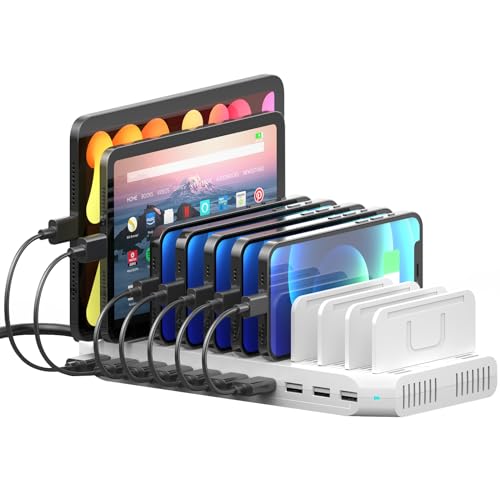 SUIDEK 60 W 10 Ports USB-Ladestation für mehrere Geräte, Multi-Ladedock mit verstellbaren Trennwänden, kompatibel mit Tablets, Smartphones von SUIDEK