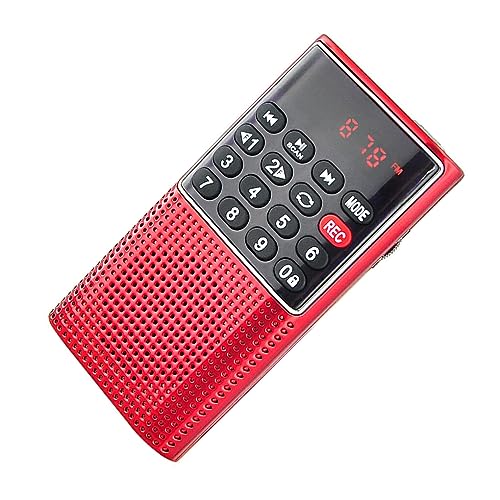 SUIOPPYUW MP3 Musik Player – tragbares mit Lautsprecher, kristallklarer Klang, wiederaufladbares ABS, tragbar, Rot von SUIOPPYUW