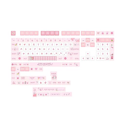 PBT-Tastenkappen, 146 niedliche Motive, Farbstoff, Sublimation, Rosa, MAD-Profil, personalisierbar, mechanische Tastaturen, Tastaturen, Set, niedliches Thema, MAD-Profil, personalisierbar, rosa von SUMMITDRAGON