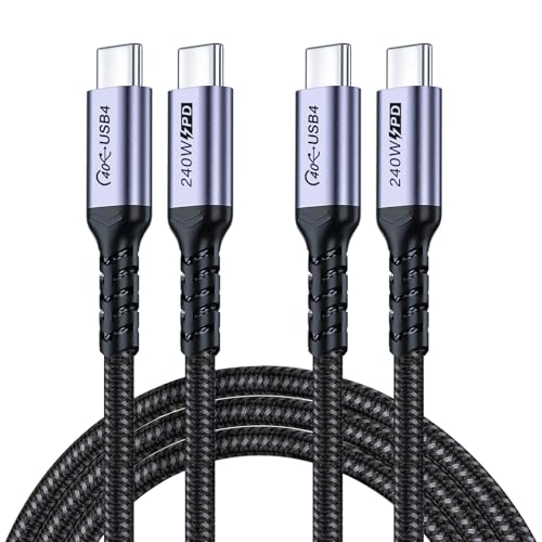 2m USB 4 Kabel 2 packs, SUMPK 240W USB C zu USB C Kabel, Hochgeschwindigkeits 40Gbps Daten, 8K 60Hz, 5K 60Hz, 4K 144Hz Monitor Display PD Kabel kompatibel für Thunderbolt 4/3, iPhone 15Pro/15ProMax, M von SUMPK