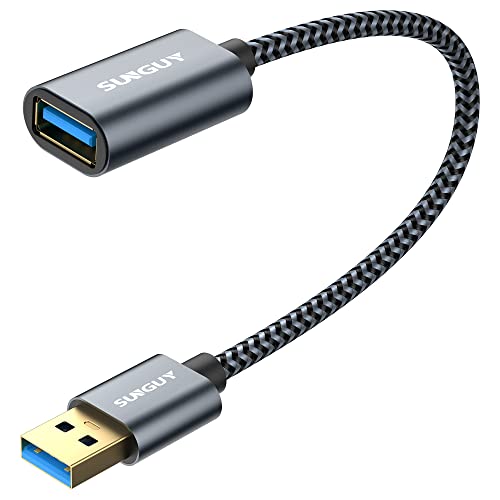 SUNGUY USB 3.0 Verlängerung Kabel [5 Stück 0,3m] Verlängerungskabel 5Gbps Superschnelle USB A Stecker auf A Buchse Verlängerung für Kartenlesegerät,Tastatur, Drucker, Scanner, Kamera von SUNGUY