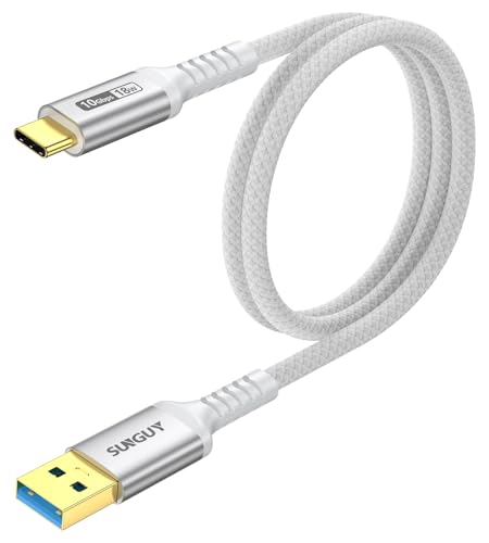 SUNGUY USB C Kabel, 0.6m USB auf USB C Kabel, 10Gbps USB C Ladekabel und Datenkabel Kompatibel mit iPhone 16/15 Pro Max, Android Auto,Galaxy S24/S23, Google Pixel 8/8 Pro, MacBook Pro,SSD-Weiß von SUNGUY