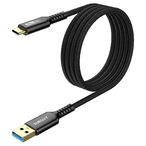 SUNGUY USB C Kabel, [2 Stück 0,5 m] USB C auf USB 10Gbps Typ C Kabel und Nylon geflochtenes Datenkabel USB C kompatibel mit iPhone 16/15 Pro Max, Galaxy S24 S23, Android Auto-Schwarz von SUNGUY