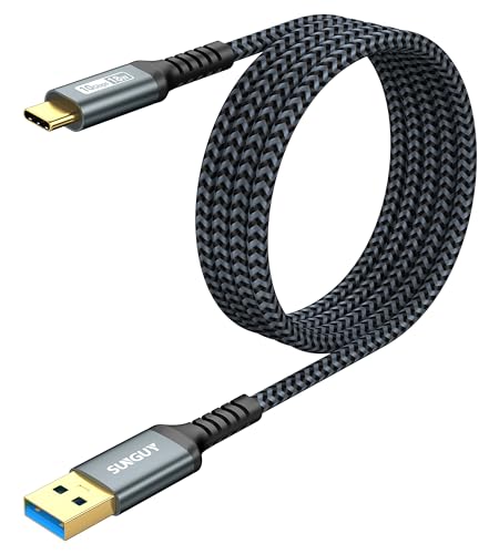 SUNGUY USB C Kabel [2 Stück 1,5m] USB Typ C auf USB 3.1 Gen 2 Kabel 10Gbps Datenkabel und Ladekabel kompatibel mit Galaxy S24 S23 S22, iPhone 15 Plus Pro Max, Android Auto-Grau von SUNGUY