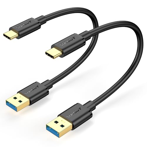 SUNGUY USB C Kabel Kurz, 0.3M*2 10Gbps USB C auf USB 3.1 GEN 2 Ladekabel und Datenkabel für Android Auto, iPhone 15, Galaxy S22/S23 ultra, HUAWEI P20/50 Pro,Google Pixel -Schwarz von SUNGUY