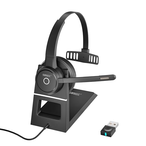 SUNITEC Bluetooth Headset, Kabelloses Headset mit Mikrofon mit Geräuschunterdrückung, bestes Headset mit Mikrofonstummschaltung und USB-Dongle für PC/Computer/Laptop/Handys/Fernarbeit/Callcenter von SUNITEC