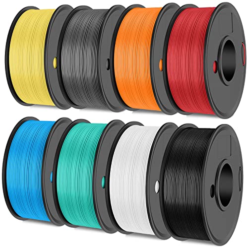 SUNLU 3D Drucker Bündel Multicolor,PLA+ Filament 1.75mm, PLA Plus Filament 2kg, 8 Pack 250g Spule, 8 Farben,Schwarz+Weiß+Grau+Mintgrün+Zitronengelb+Sonnenschein Orange+Kirschrot+ Himmelblau von SUNLU