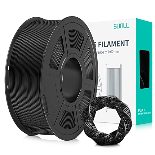 SUNLU 3D Printer Filament PLA Plus 1.75mm, SUNLU Neatly Wound 1.75mm PRO, PLA+ Filament for Most FDM 3D Printer, Dimensional Accuracy +/- 0.02 mm, 1 kg Spool(2.2lbs), Black von SUNLU