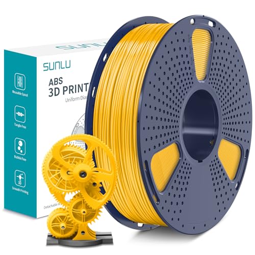 SUNLU ABS Filament 1,75 mm, Hoch Temperaturbeständiges 3D Drucker Filament, Hohe Festigkeit und Schlagfest, Langlebig 3D Druckfilament Für die Meisten FDM 3D Drucker, 1 kg Spule, Echtes Gelb von SUNLU