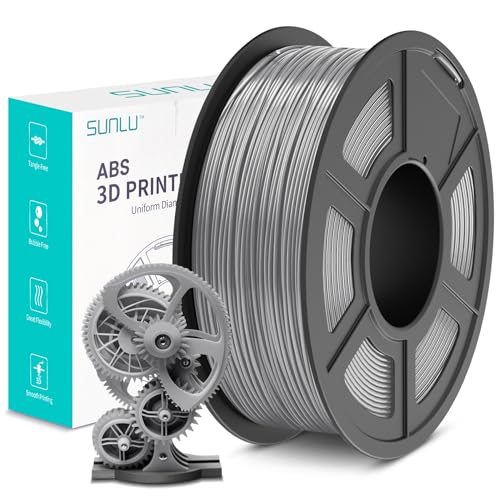 SUNLU ABS Filament 1.75mm, Hoch Hitzebeständiges und Langlebiges 3D Drucker Filament, Maßgenauigkeit +/- 0.02mm, 1kg Spule (2.2lbs), Grau von SUNLU