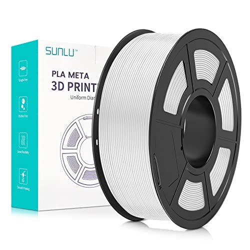 SUNLU Meta PLA Filament 1.75mm, Neatly Wound PLA Meta Filament, Zähigkeit, Bessere Liquidität, Schneller Druck für 3D Drucker, Maßgenauigkeit +/- 0.02 mm, 1KG (2.2lbs), Weiß von SUNLU