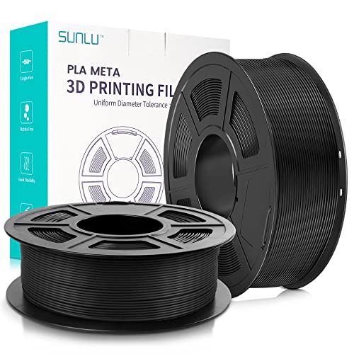 SUNLU Meta PLA Filament 1.75mm, Neatly Wound PLA Meta Filament, Zähigkeit, Bessere Liquidität, Schneller Druck für 3D Drucker, Maßgenauigkeit +/- 0.02 mm, 2KG (4.4lbs), Schwarz+Schwarz von SUNLU