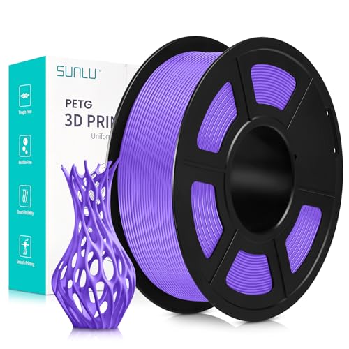 SUNLU PETG 3D Drucker Filament, sauber gewickelt, 1.75mm PETG 3D Filament, gute Schlagfestigkeit, PETG 3D Drucker Filament, Maßgenauigkeit +/- 0.02mm, 1kg Spule (2.2lbs), 320Meter, Lila von SUNLU