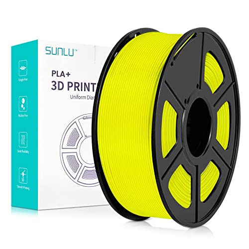 SUNLU PLA+ Filament 1.75mm, Neatly Wound 3D Drucker Filament PLA Plus, Stark PLA+ Filament 1.75 1kg, Gute Haftung für 3D Druck, Maßgenauigkeit +/- 0.02 mm, 1KG (2.2lbs), Gelb von SUNLU