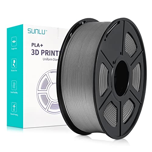 SUNLU PLA+ Filament 1.75mm, Neatly Wound 3D Drucker Filament PLA Plus, Stark PLA+ Filament 1.75 1kg, Gute Haftung für 3D Druck, Maßgenauigkeit +/- 0.02 mm, 1KG (2.2lbs), Grau von SUNLU