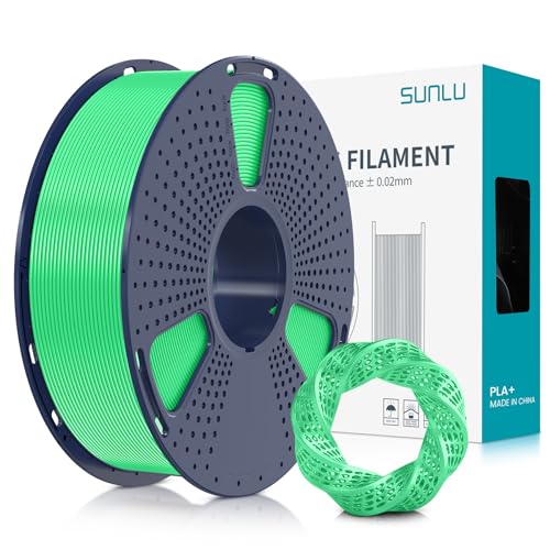 SUNLU PLA+ Filament 1.75mm, PLA Plus 3D Drucker Filament, Stärker belastbar, Neatly Wound, 1KG 3D Druck PLA+ Filament, Maßgenauigkeit +/- 0.02mm, Grün von SUNLU