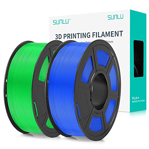 SUNLU PLA+ Filament 1.75mm 2KG, PLA Plus 3D Drucker Filament, Stärker belastbar, Neatly Wound,2 Spool 3D Druck PLA+ Filament, Maßgenauigkeit +/- 0.02mm, Blau+Grün von SUNLU