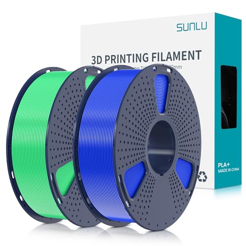 SUNLU PLA+ Filament 1.75mm 2KG, PLA Plus 3D Drucker Filament, Stärker belastbar, Neatly Wound,2 Spool 3D Druck PLA+ Filament, Maßgenauigkeit +/- 0.02mm, Blau+Grün von SUNLU