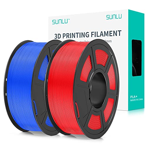 SUNLU PLA+ Filament 1.75mm 2KG, PLA Plus 3D Drucker Filament, Stärker belastbar, Neatly Wound,2 Spool 3D Druck PLA+ Filament,Rot+Blau Maßgenauigkeit +/- 0.02mm,Rot+Orange von SUNLU