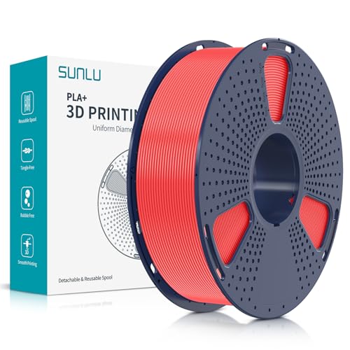 SUNLU PLA Plus 3D Druckerfilament, ordentlich gewickeltes PLA+ Filament 1.75mm, robustes 3D Filament, kompatibel mit 3D FDM Druckern, Maßgenauigkeit +/- 0.02 mm, 1kg Spule(2.2 LBS), Macaron Kirsch Rot von SUNLU