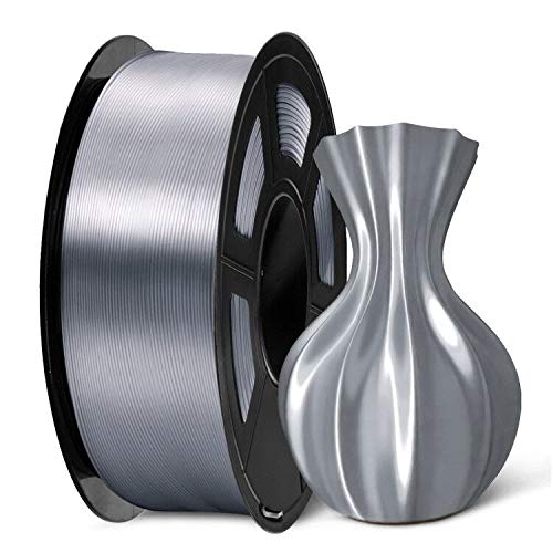 SUNLU PLA Plus Shiny Silk 3D Drucker Filament 1.75mm, Silk PLA+ 3D Druck Filament mit Seidenglattes Finish, Gute Farbwiedergabe, Maßgenauigkeit +/- 0,02mm, 1kg(2.2lb) Spule, PLA+ Silk Grau von SUNLU