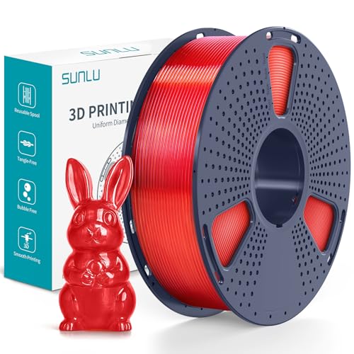 SUNLU PVB Filament 1,75mm, 3D Druckerfilament, IPA-Alkoholpolitur für ein Glasähnliches Finish, Glatte Textur, 3D Druckfilament PVB Passend für die Meisten FDM 3D, 1kg Spule, Transparentes Rot von SUNLU