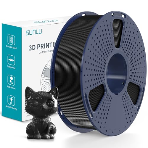 SUNLU PVB Filament 1,75mm, 3D Druckerfilament, IPA-Alkoholpolitur für ein Glasähnliches Finish, Glatte Textur, 3D Druckfilament PVB Passend für die Meisten FDM-3D-Drucker, 1kg Spule, Schwarz von SUNLU