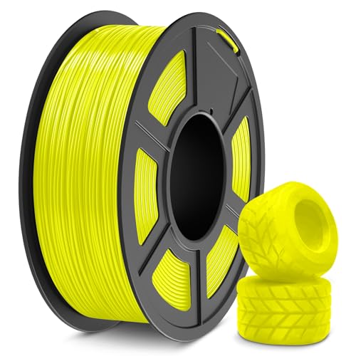 SUNLU TPU Filament, 1KG Flexibles 95A TPU 3D Drucker Filament 1.75mm Maßgenauigkeit +/- 0.03 mm, Hohe Liquidität und Elastizität, 1KG（2.2Lbs) Spule, TPU Filament für FDM 3D Drucker,TPU Gelb von SUNLU