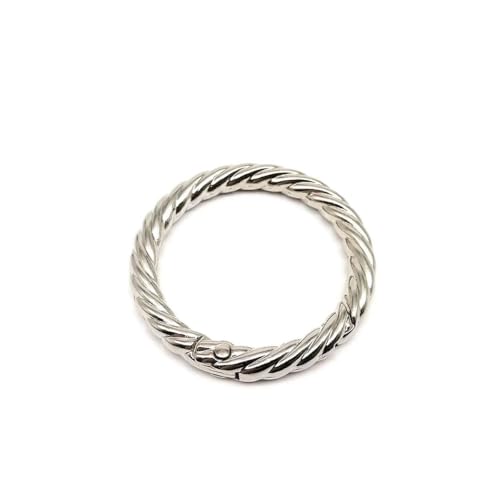 5 Stück Feder-O-Ring, offen, verdreht, Ledertasche, Handtasche, Gürtelschnalle, Karabinerverschluss, Schlüsselanhänger, Hundekette, Schnapphaken, Innendurchmesser 20 mm, Silber von SUOCMG