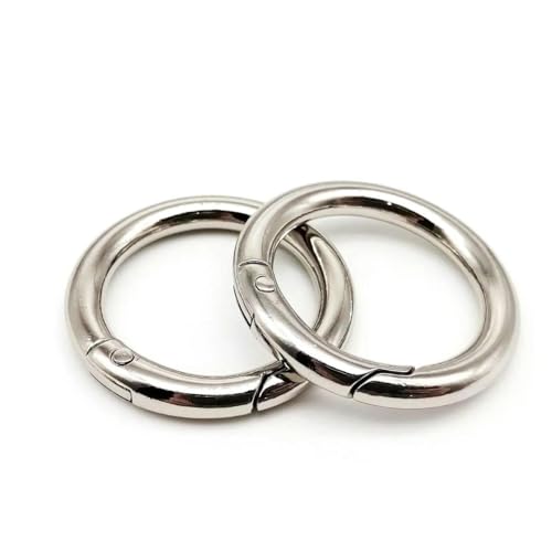 5 Stück Metall-Federtor-O-Ring, zu öffnender Schlüsselanhänger, Ledertasche, Gürtelschnalle, Hundekette, Schnappverschluss, Anhänger, Auslöser, DIY, Innendurchmesser 38 mm, Silber von SUOCMG