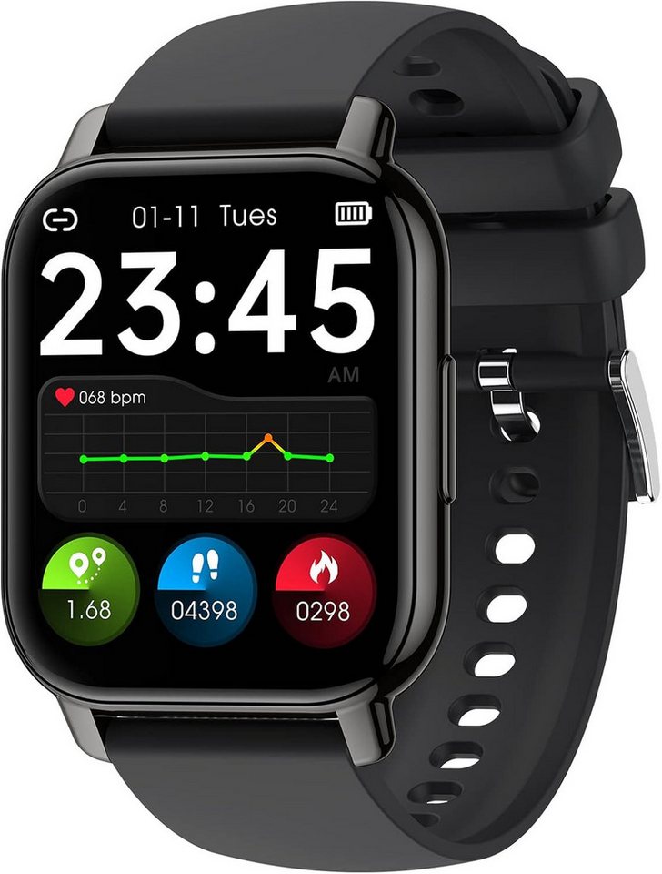 SUPBRO mit Musiksteuerung, Herzfrequenz, Schrittzähler, Kalorien, Zeitanzeige Smartwatch (1,85 Zoll, Android, iOS), smartwatch herren fitness fitnessuhr damen gesundheits schrittzähler von SUPBRO