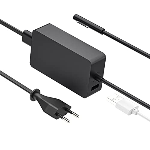 Surface Book 3 Ladekabel SUPERNIGHT Ladegerät für Surface Pro 127W 15V 8A Netzteil-Adapter für Surface Book 1/2 & Surface Pro 7/8/X Surface Go 3 mit 5V 1.5A Smartphone-USB-Ladeanschluss von SUPERNIGHT