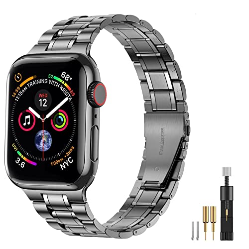 SUPLINK Metall-Edelstahlarmband Kompatibel mit Apple Watch Armbändern 38mm 40mm 41mm für iWatch Series 8,7, 6, 5, 4, 3, 2, 1, SE,Space Gray von SUPLINK