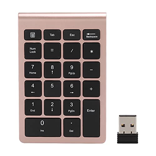 SUPYINI Numerisches Tastenfeld mit 22 Tasten, RF304 USB 2.4G -Tastatur mit Empfänger für Effiziente Dateneingabe und Computerprogrammierung (Roségold) von SUPYINI