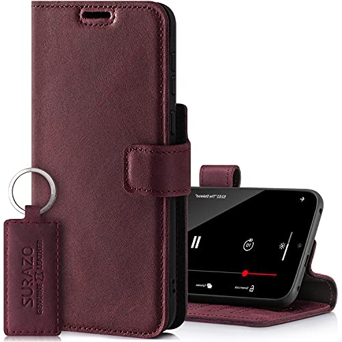 SURAZO Prestige Handyhülle für Samsung Galaxy S22+ Plus 5G – Premium Echtleder Hülle Schutzhülle mit [Standfunktion, Kartenfach, RFID Schutz] Klapphülle Wallet case Handmade in Europe (Burgund) von SURAZO