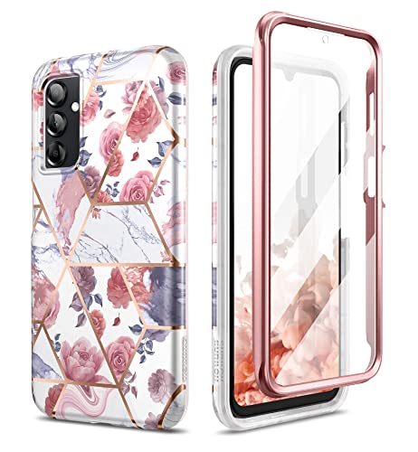 SURITCH Kompatibel mit Samsung Galaxy A14/A14 5G Hülle Marmor Handyhülle mit Integriertem Displayschutz 360 Grad Komplettschutz Schutzhülle für Samsung Galaxy A14/A14 5G 6.6 Zoll(Marmor Rose) von SURITCH