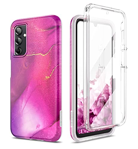 SURITCH Kompatibel mit Samsung Galaxy A14/A14 5G Hülle Marmor Handyhülle mit Integriertem Displayschutz 360 Grad Komplettschutz Schutzhülle für Samsung Galaxy A14/A14 5G 6.6 Zoll(Rosa lila) von SURITCH