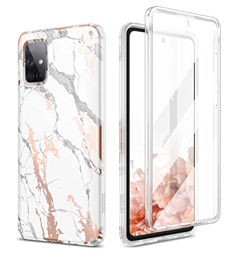 SURITCH Kompatibel mit Samsung Galaxy A71 4G Hülle Marmor Handyhülle mit Integriertem Displayschutz 360 Grad Komplettschutz Schutzhülle für Samsung Galaxy A71 4G (Marmor weiß) von SURITCH