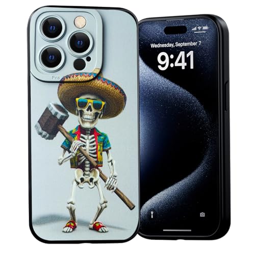 Funny Phone Case Compatible with iPhone 15 Pro, Skull Pattern Phone Case for iPhone 15 Pro, Shockproof Non-Slip Anti-Scratch Protective Phone Cover for Women Girls von SUTON