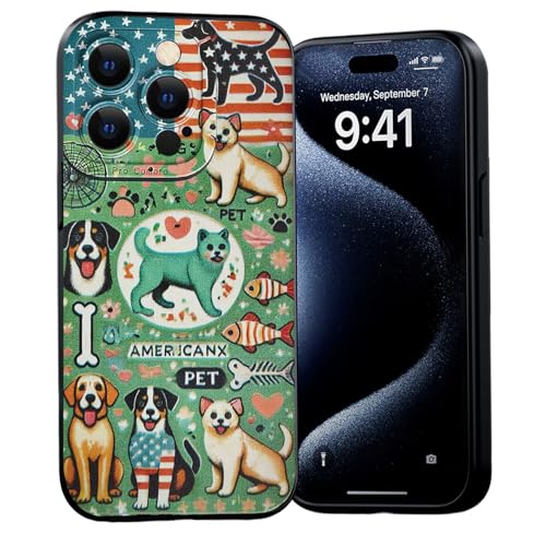 SUTON Lustige Handyhülle Kompatibel mit iPhone 14 Pro, Hundemuster Cartoon Tier Design Handyhülle für iPhone 14 Pro, Stoßfeste rutschfeste Anti-Kratzer Schutzhülle für Frauen Mädchen von SUTON